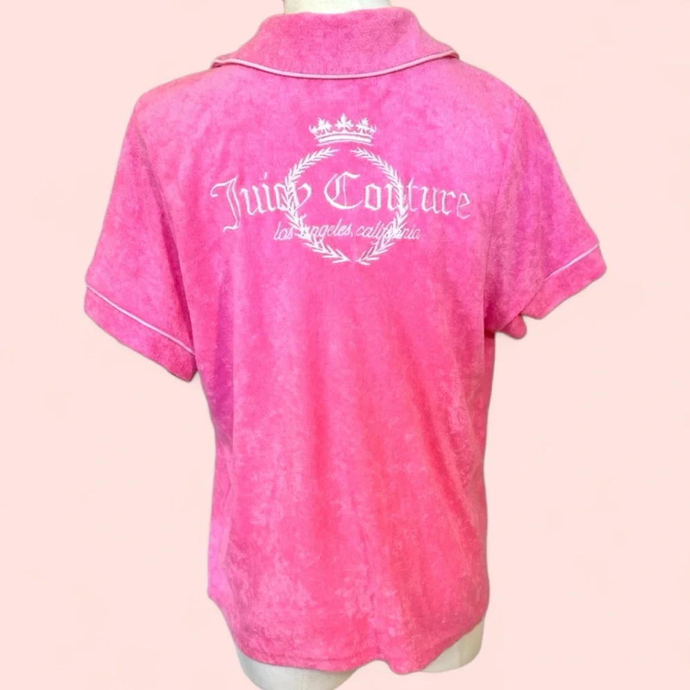 Juicy contour size large pink button down Terri‎ cloth pajama top